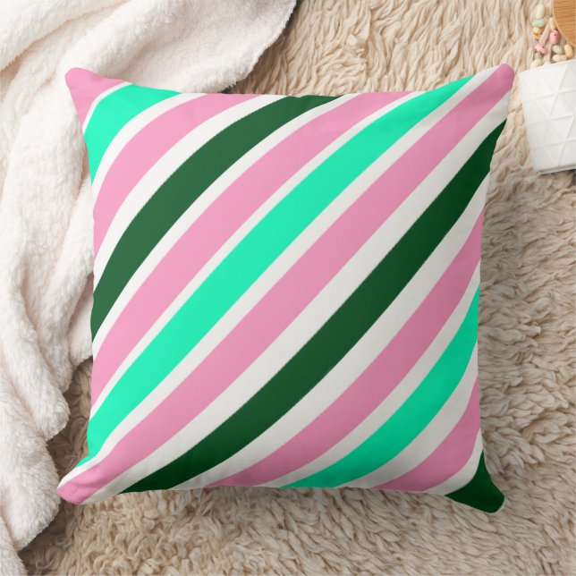 Cojín Decorativo Pink and Green Christmas Candy Stripes  (Manta)