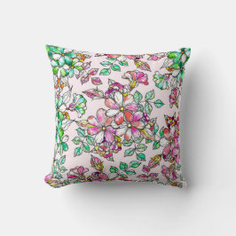 Cojín Decorativo Pink and green flowers