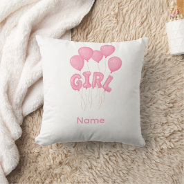 Cojín Decorativo Pink Baby Girl Balloon Celebration - Cute Nursery 