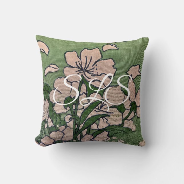 Cojín Decorativo Pink Blossom Green Throw Pillow (Anverso)