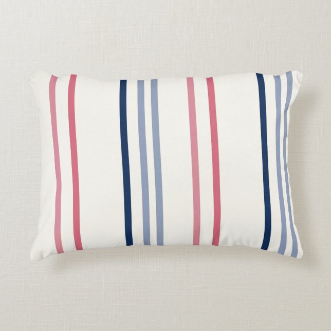 Cojín Decorativo Pink blue and white stripes (Anverso)