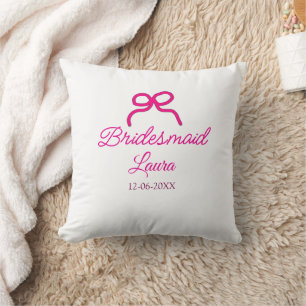 Cojín Decorativo PINK BOW minimaladd nombre de dama de honor año de