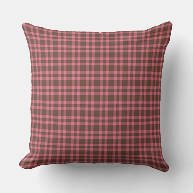 Cojín Decorativo Pink Brown Plaid Pattern (Anverso)