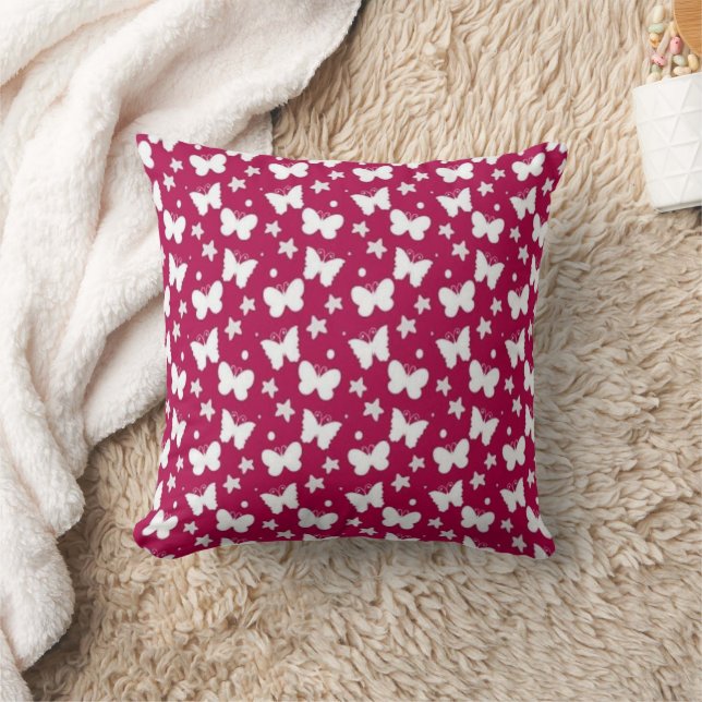 Cojín Decorativo Pink Butterfly Pattern Throw Pillow (Manta)