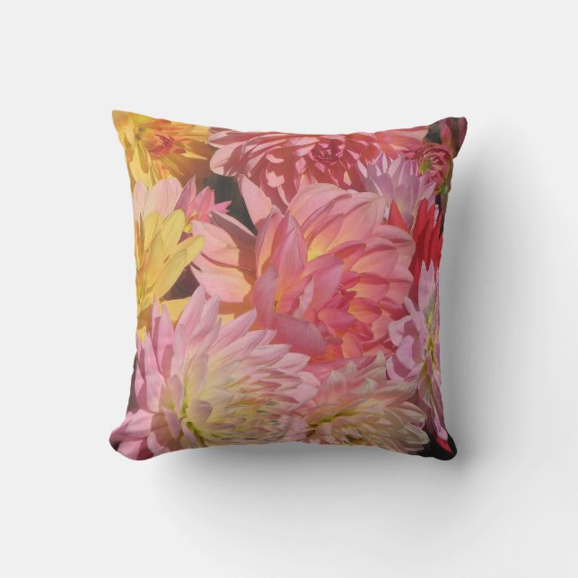 Cojín Decorativo Pink Dahlia Garden Flores al aire libre Pillow (Anverso)