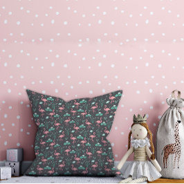 Cojín Decorativo Pink Flamingo lindo patrón gris