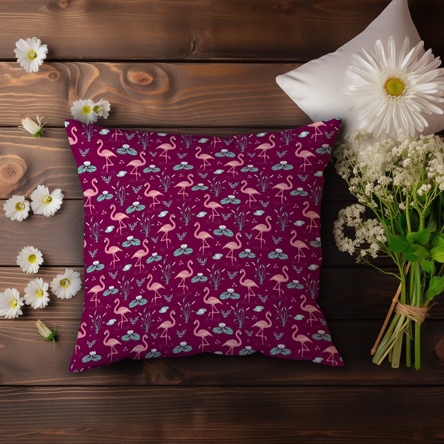 Cojín Decorativo Pink Flamingo lindo patrón rojo (Subido por el creador)