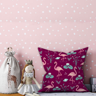 Cojín Decorativo Pink Flamingo lindo patrón rojo