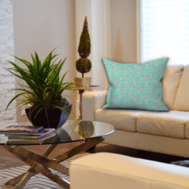 Cojín Decorativo Pink Flamingo lindo patrón turquesa