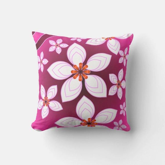 Cojín Decorativo Pink Floral Abstract Pattern | Aesthetic Flower Ar (Anverso)