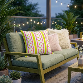 Cojín Decorativo Pink Floral Stripe Pillow