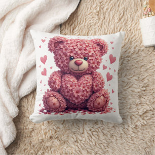 Cojín Decorativo Pink Floral Valentine Teddy Bear