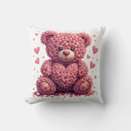 Cojín Decorativo Pink Floral Valentine Teddy Bear