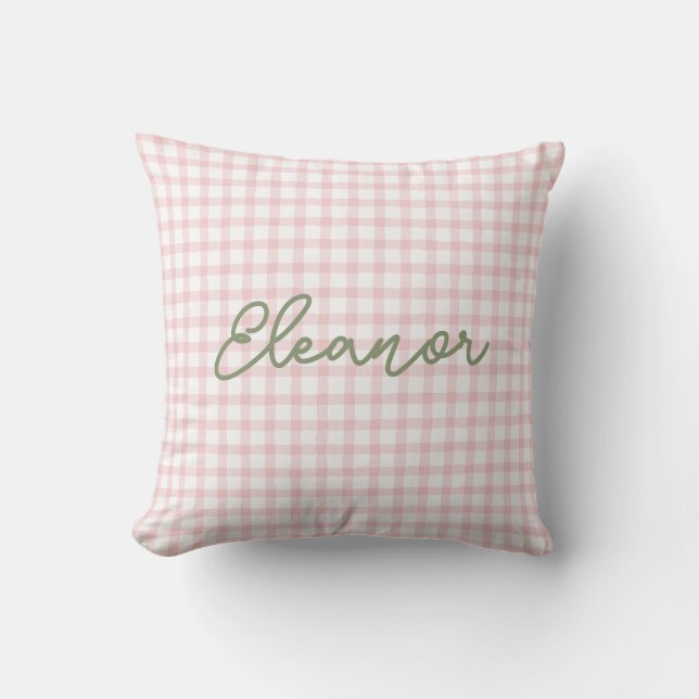 Cojín Decorativo Pink Gingham Pillow personalizado | Silly Goose (Anverso)