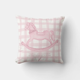 Cojín Decorativo Pink Gingham Rocking Horse Baby Girl Birlow
