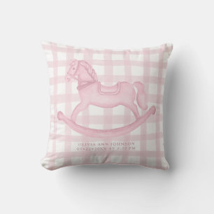 Cojín Decorativo Pink Gingham Rocking Horse Baby Girl Birlow