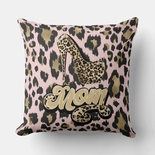Cojín Decorativo Pink Gold Diva Mom Animal Print Reverlow Pillow (Anverso)
