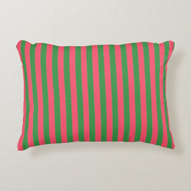 Cojín Decorativo Pink Green Stripes,Lovely,Modern, Simple, Trendy (Anverso)