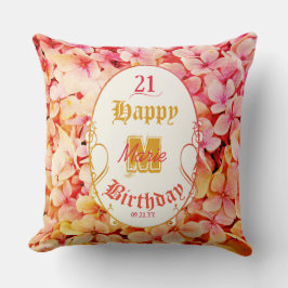 Cojín Decorativo Pink Keepsake único moderno feliz cumpleaños 21