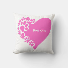 Cojín Decorativo Pink Kitty paws heart pillow for cat lover women