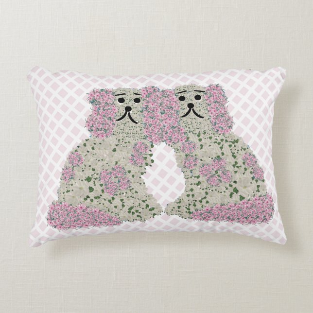 Cojín Decorativo Pink Magnolia Staffordshire Perros Rosas Arte Impr (Anverso)