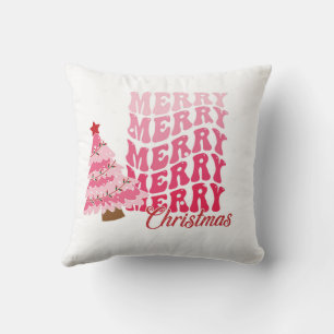 Cojín Decorativo Pink Merry Christmas and Christmas Tree