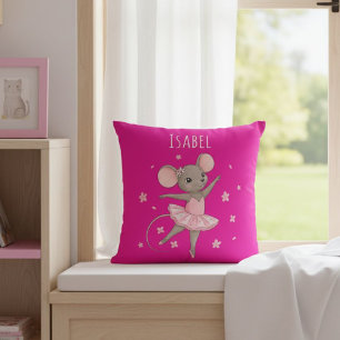 Cojín Decorativo Pink Mouse Ballerina Custom Cushion for Girls 