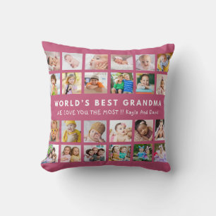 Cojín Decorativo Pink Mundo Mejor Abuela Nietos 24 Fotos 