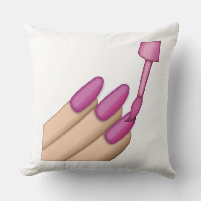 Cojín Decorativo Pink Nail Polaco - Emoji (Anverso)