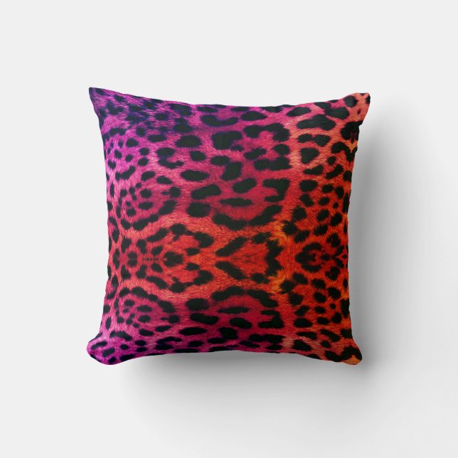 Cojín Decorativo pink orange hue leopard pattern design throw pillo (Anverso)