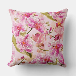 Cojín Decorativo pink orchid floral pattern