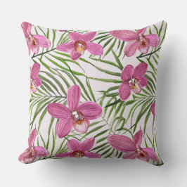 Cojín Decorativo pink orchid floral pattern