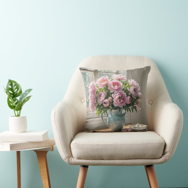 Cojín Decorativo Pink Peony Bouquet On Lace (Silla)