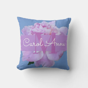 Cojín Decorativo Pink Peony Purple Monograma Floral