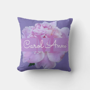 Cojín Decorativo Pink Peony Purple Monograma Floral