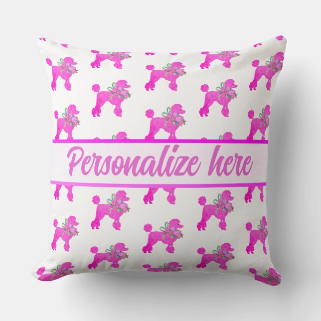 Cojín Decorativo Pink Poodle Personalizado (Anverso)