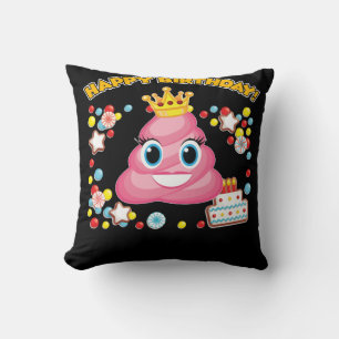 Cojín Decorativo Pink Poop Emoji Happy Birthday Girls