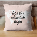 Cojín Decorativo Pink positivo vamos al mapa mundial de aventuras<br><div class="desc">Pink positivo vamos al mapa mundial de aventuras</div>