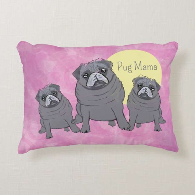 Cojín Decorativo Pink Pug Mama (Anverso)