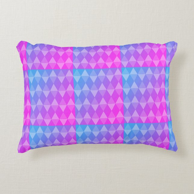 Cojín Decorativo Pink, Purple, Blue Diamond Pattern (Anverso)