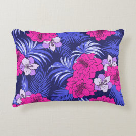 Cojín Decorativo Pink & Purple Tropical - Un diseño de hibisco bril