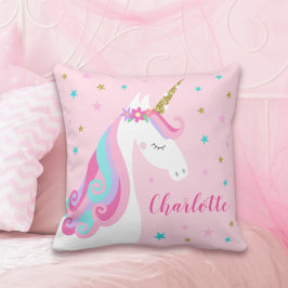 Cojín Decorativo Pink, Purpurina mágico de unicornio arcoiris