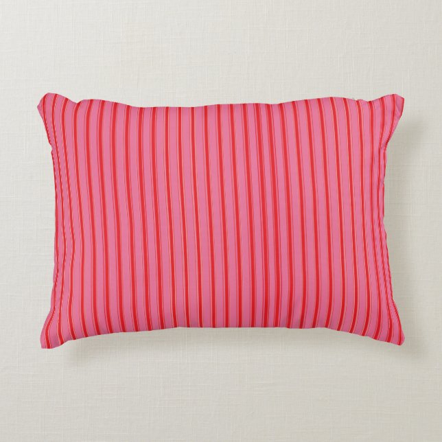Cojín Decorativo Pink Red Stripes, Modern, Elegant  (Anverso)