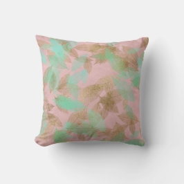 Cojín Decorativo Pink Rose Gold Leafs Mint Green Pastel