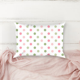 Cojín Decorativo Pink & Sage Green Pastel Polka Dot