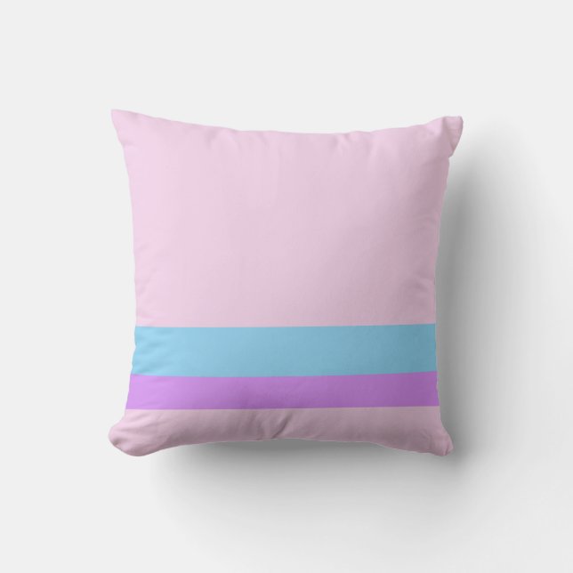 Cojín Decorativo Pink sólido con líneas azules y púrpura pastel (Anverso)