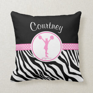 Cojín Decorativo Pink su nombre, animador de impresión de cebra / 
