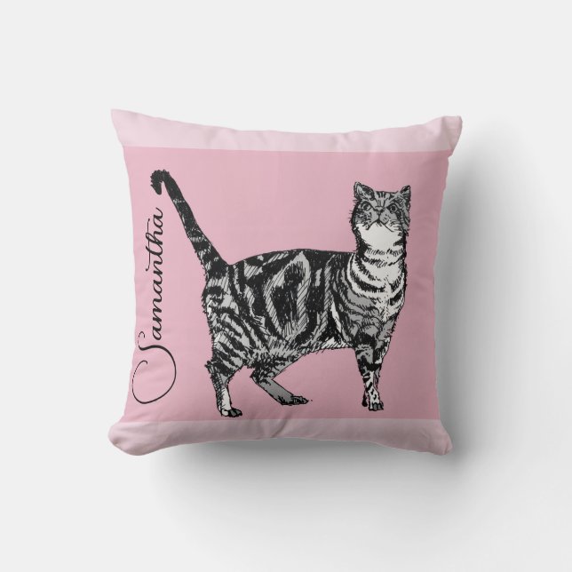 Cojín Decorativo Pink Tabby Cat Cats Pink Girls Name Nursery (Anverso)