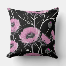 Cojín Decorativo Pink Thistle sobre negro