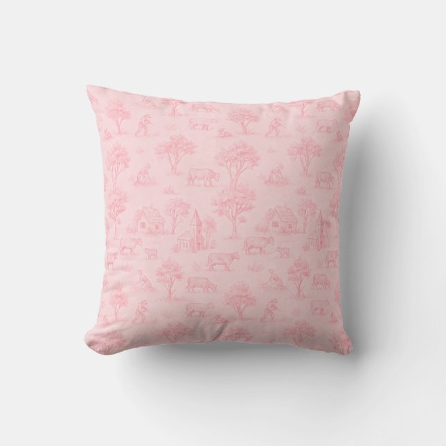 Cojín Decorativo Pink Toile Throw Pillow (Anverso)